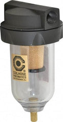 Coilhose Pneumatics - 3/8" Port, 5" High, FRL Filter with Polycarbonate Bowl & Manual Drain - 150 Max psi, 120°F Max, 4 oz Bowl Capacity - Exact Tool & Supply