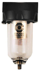 Coilhose Pneumatics - 3/8" Port, 5" High, FRL Filter with Polycarbonate Bowl & Automatic Drain - 150 Max psi, 120°F Max, 4 oz Bowl Capacity - Exact Tool & Supply