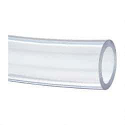 Made in USA - 1-1/4" ID x 1-3/4" OD, 1/4" Wall Thickness, Cut to Length (50' Standard Length) PVC Tube - Clear, 45 Max psi, 68 Shore A Hardness - Exact Tool & Supply