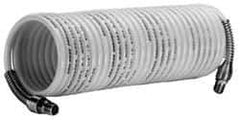 Coilhose Pneumatics - 3/4" ID, 3/4 Thread, 50' Long, Yellow Nylon Coiled & Self Storing Hose - 120 Max psi, Male Swivel x Male Swivel - Exact Tool & Supply