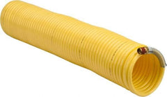 Coilhose Pneumatics - 1/4" ID, 1/4 Thread, 50' Long, Yellow Nylon Coiled & Self Storing Hose - 185 Max psi, Male Swivel x Male Swivel - Exact Tool & Supply