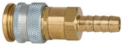 Coilhose Pneumatics - Hose Barb European High Flow Pneumatic Hose Coupler - Brass, 1/4" Body Diam, 3/8" Hose ID - Exact Tool & Supply