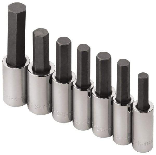 SK - 7 Piece 1/2" Drive Inch Hex Bit Socket Set - 5/16 to 3/4" Hex - Exact Tool & Supply
