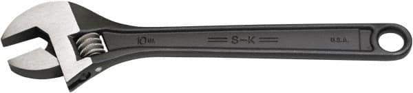 SK - 1-1/8" Jaw Capacity, 10" Standard Adjustable Wrench - Steel, Black Finish, 10" OAL - Exact Tool & Supply
