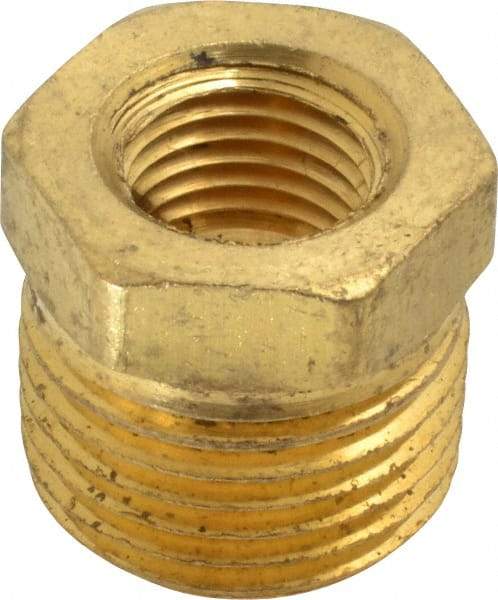 Cerro - 1/2 Male Thread x 1/4 Female Thread, Brass Industrial Pipe Hex Bushing - MNPTF x FNPTF, 1,200 psi - Exact Tool & Supply