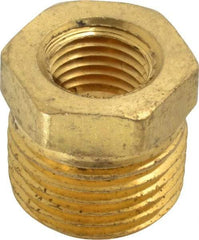 Cerro - 1/2 Male Thread x 1/4 Female Thread, Brass Industrial Pipe Hex Bushing - MNPTF x FNPTF, 1,200 psi - Exact Tool & Supply