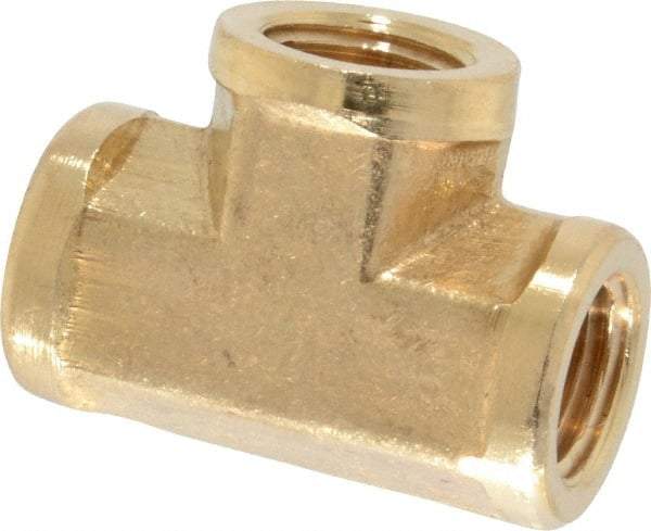 Cerro - 1/4 Female Thread, Brass Industrial Pipe Female Tee - FNPTF, 1,200 psi - Exact Tool & Supply