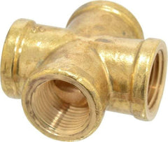 Cerro - 3/8 Female Thread, Brass Industrial Pipe Female Cross - FNPTF, 1,200 psi - Exact Tool & Supply