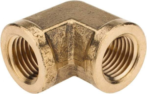 Cerro - 1/4 Female Thread, Brass Industrial Pipe 90° Female Elbow - FNPTF, 1,200 psi - Exact Tool & Supply