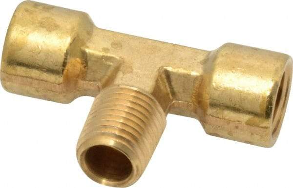 Cerro - 1/4 Male Thread x 1/4 Female Thread, Brass Industrial Pipe Male Branch Tee - MNPTF x FNPTF, 1,200 psi - Exact Tool & Supply