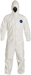 Dupont - Size M Film Laminate General Purpose Coveralls - White, Zipper Closure, Elastic Cuffs, Elastic Ankles, Serged Seams - Exact Tool & Supply