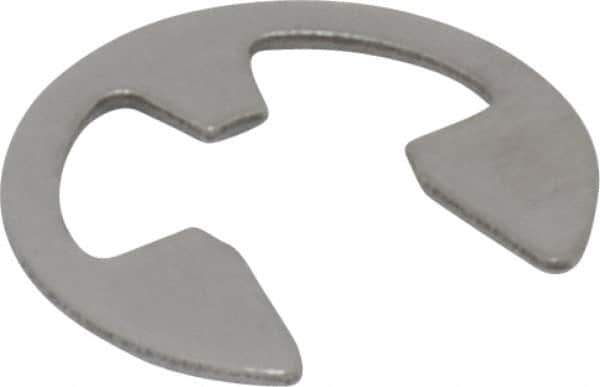 Rotor Clip - 5.33mm Groove Diam, 1/4" Shaft Diam, Passivated Stainless Steel, E Style External Retaining Rings - 0.029" Groove Width, 0.02" Groove Depth, 0.025" Ring Thickness, Grade 15-7 Grade 632 - Exact Tool & Supply