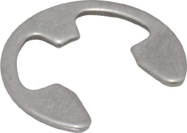 Rotor Clip - 7.7mm Groove Diam, 3/8" Shaft Diam, Passivated Stainless Steel, E Style External Retaining Rings - 0.039" Groove Width, 0.036" Groove Depth, 0.035" Ring Thickness, Grade 15-7 Grade 632 - Exact Tool & Supply
