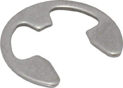 Rotor Clip - 7.7mm Groove Diam, 3/8" Shaft Diam, Passivated Stainless Steel, E Style External Retaining Rings - 0.039" Groove Width, 0.036" Groove Depth, 0.035" Ring Thickness, Grade 15-7 Grade 632 - Exact Tool & Supply