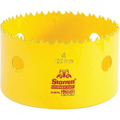 Starrett - 4" Diam, 2" Cutting Depth, Hole Saw - High Speed Steel Saw, Toothed Edge - Exact Tool & Supply