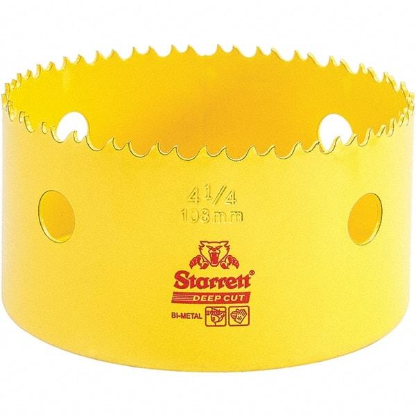 Starrett - 4-1/4" Diam, 2" Cutting Depth, Hole Saw - High Speed Steel Saw, Toothed Edge - Exact Tool & Supply