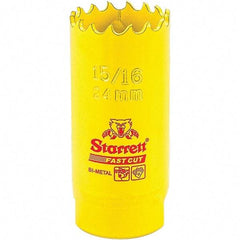 Starrett - 15/16" Diam, 1-5/8" Cutting Depth, Hole Saw - High Speed Steel Saw, Toothed Edge - Exact Tool & Supply