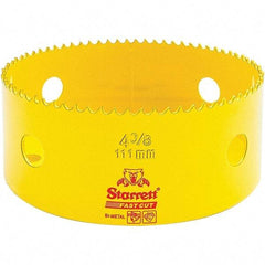 Starrett - 4-3/8" Diam, 1-5/8" Cutting Depth, Hole Saw - High Speed Steel Saw, Toothed Edge - Exact Tool & Supply