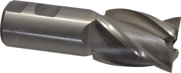 Interstate - 1-1/2", 2" LOC, 1-1/4" Shank Diam, 4-1/2" OAL, 4 Flute, High Speed Steel Square End Mill - Single End, Uncoated, Spiral Flute, 30° Helix, Right Hand Cut, Right Hand Flute - Exact Tool & Supply