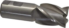 Interstate - 1-1/2", 2" LOC, 1-1/4" Shank Diam, 4-1/2" OAL, 4 Flute, High Speed Steel Square End Mill - Single End, Uncoated, Spiral Flute, 30° Helix, Right Hand Cut, Right Hand Flute - Exact Tool & Supply