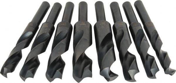 Interstate - 9/16 to 1", 118° Point, Oxide Finish, High Speed Steel Reduced Shank Drill Bit Set - Exact Tool & Supply