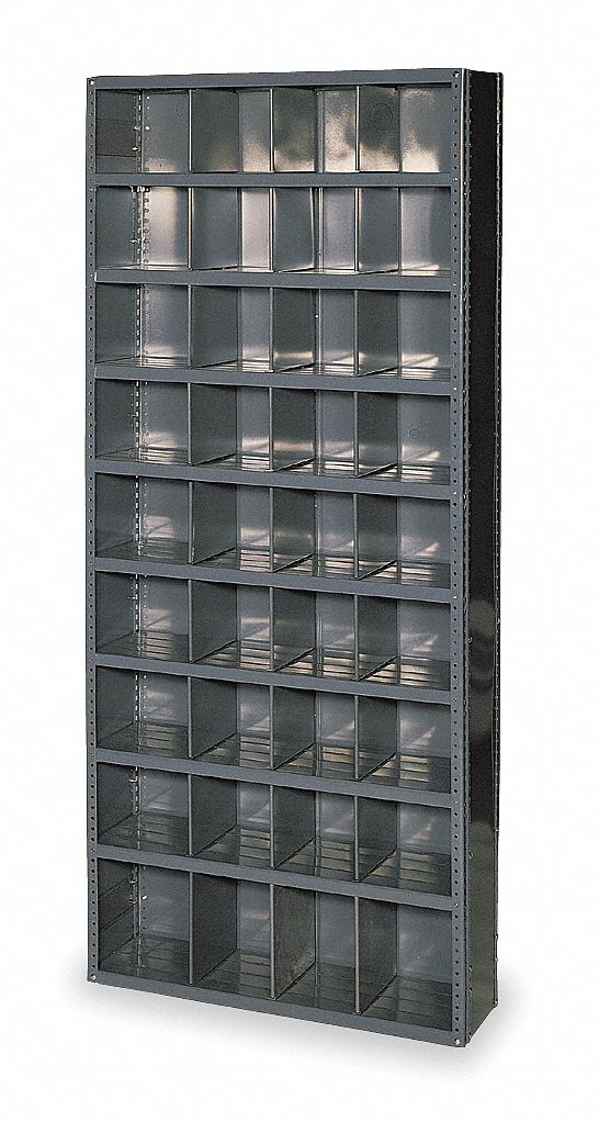 36" x 12" x 85" Pigeonhole Bin Unit, Gray