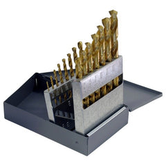‎1/16-1/2 RHS / RHC HSS 118 Degree Radial Point General Purpose Jobber Length Drill Set - TiN - Exact Tool & Supply