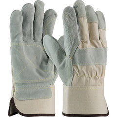 ‎80-8855/L Split Leather Palm - Platinum Series - Hvy Side - Dbl Palm Hvy Wht Canvas - Kevlar Stitch - SC - Exact Tool & Supply