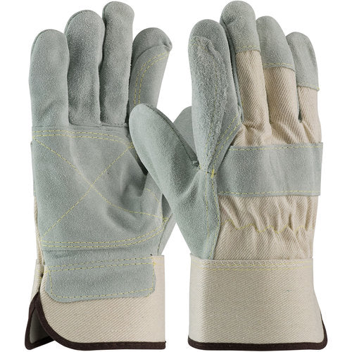 ‎80-8855/S Split Leather Palm - Platinum Series - Hvy Side - Dbl Palm Hvy Wht Canvas - Kevlar Stitch - SC - Exact Tool & Supply