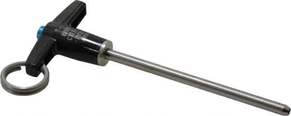Jergens - 3/16" Diam, 3" Usable Length, T Handle, Push Button Quick Release Pin - 4-1/2" Overall Length, Grade 17-4 Stainless Steel, Passivated Finish - Exact Tool & Supply