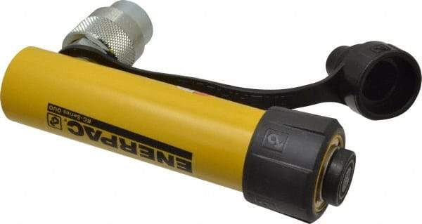 Enerpac - 5 Ton, 3" Stroke, 2.98 Cu In Oil Capacity, Portable Hydraulic Single Acting Cylinder - 0.99 Sq In Effective Area, 6.5" Lowered Ht., 9.5" Max Ht., 1.13" Cyl Bore Diam, 1" Plunger Rod Diam, 10,000 Max psi - Exact Tool & Supply