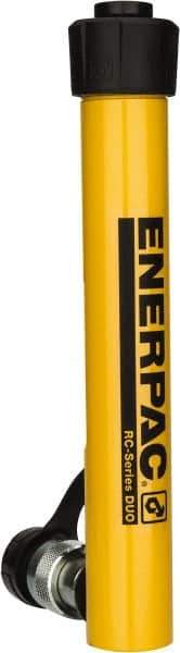Enerpac - 5 Ton, 7" Stroke, 6.96 Cu In Oil Capacity, Portable Hydraulic Single Acting Cylinder - 0.99 Sq In Effective Area, 10.75" Lowered Ht., 17.75" Max Ht., 1.13" Cyl Bore Diam, 1" Plunger Rod Diam, 10,000 Max psi - Exact Tool & Supply