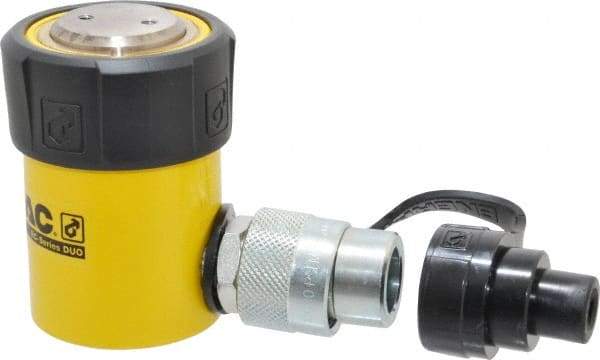 Enerpac - 10 Ton, 1" Stroke, 2.24 Cu In Oil Capacity, Portable Hydraulic Single Acting Cylinder - 2.24 Sq In Effective Area, 3.53" Lowered Ht., 4.53" Max Ht., 1.69" Cyl Bore Diam, 1.5" Plunger Rod Diam, 10,000 Max psi - Exact Tool & Supply
