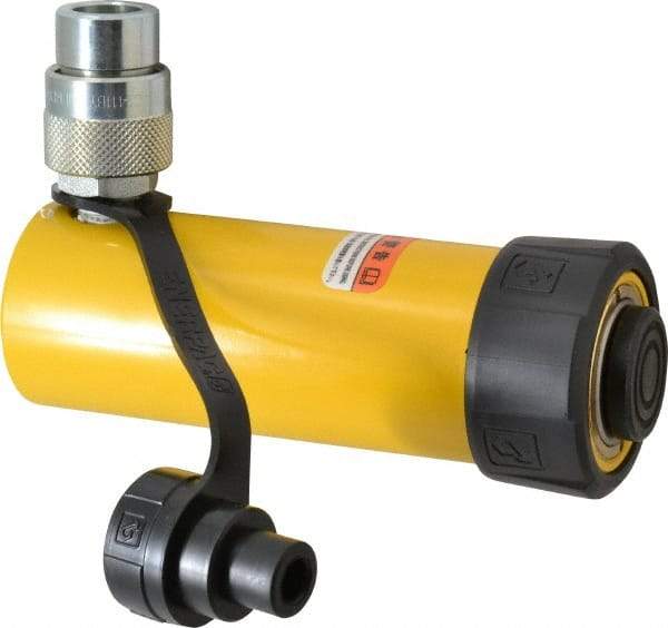 Enerpac - 10 Ton, 4.13" Stroke, 9.23 Cu In Oil Capacity, Portable Hydraulic Single Acting Cylinder - 2.24 Sq In Effective Area, 6.75" Lowered Ht., 10.88" Max Ht., 1.69" Cyl Bore Diam, 1.5" Plunger Rod Diam, 10,000 Max psi - Exact Tool & Supply