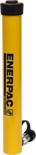 Enerpac - 10 Ton, 14" Stroke, 31.31 Cu In Oil Capacity, Portable Hydraulic Single Acting Cylinder - 2.24 Sq In Effective Area, 17.75" Lowered Ht., 31.75" Max Ht., 1.69" Cyl Bore Diam, 1.5" Plunger Rod Diam, 10,000 Max psi - Exact Tool & Supply