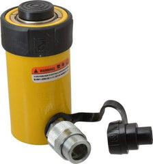 Enerpac - 15 Ton, 2" Stroke, 6.28 Cu In Oil Capacity, Portable Hydraulic Single Acting Cylinder - 3.14 Sq In Effective Area, 5.88" Lowered Ht., 7.88" Max Ht., 2" Cyl Bore Diam, 1.625" Plunger Rod Diam, 10,000 Max psi - Exact Tool & Supply