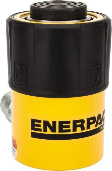 Enerpac - 25 Ton, 1" Stroke, 5.16 Cu In Oil Capacity, Portable Hydraulic Single Acting Cylinder - 5.16 Sq In Effective Area, 5.5" Lowered Ht., 6.5" Max Ht., 2.56" Cyl Bore Diam, 2.25" Plunger Rod Diam, 10,000 Max psi - Exact Tool & Supply