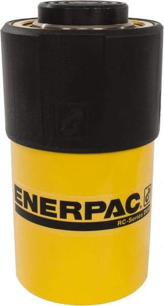 Enerpac - 25 Ton, 2" Stroke, 10.31 Cu In Oil Capacity, Portable Hydraulic Single Acting Cylinder - 5.16 Sq In Effective Area, 6.5" Lowered Ht., 8.5" Max Ht., 2.56" Cyl Bore Diam, 2.25" Plunger Rod Diam, 10,000 Max psi - Exact Tool & Supply