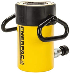 Enerpac - 50 Ton, 4" Stroke, 44.18 Cu In Oil Capacity, Portable Hydraulic Single Acting Cylinder - 11.04 Sq In Effective Area, 8.94" Lowered Ht., 12.94" Max Ht., 3.75" Cyl Bore Diam, 3.125" Plunger Rod Diam, 10,000 Max psi - Exact Tool & Supply