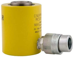 Enerpac - 50 Ton, 2.38" Stroke, 22.85 Cu In Oil Capacity, Portable Hydraulic Low Profile Cylinder - 9.62 Sq In Effective Area, 4.81" Lowered Ht., 7.19" Max Ht., 3.5" Cyl Bore Diam, 2.75" Plunger Rod Diam, 10,000 Max psi - Exact Tool & Supply