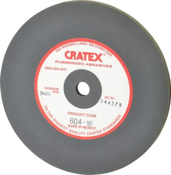 Cratex - 6" Diam x 1/2" Hole x 1/4" Thick, Surface Grinding Wheel - Silicon Carbide, Extra Fine Grade, 3,600 Max RPM, Rubber Bond, No Recess - Exact Tool & Supply