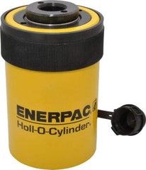 Enerpac - 20 Ton, 2" Stroke, 9.46 Cu In Oil Capacity, Portable Hydraulic Hollow Hole Cylinder - 4.73 Sq In Effective Area, 6.38" Lowered Ht., 8.38" Max Ht., 2.88" Cyl Bore Diam, 2.13" Plunger Rod Diam, 10,000 Max psi - Exact Tool & Supply