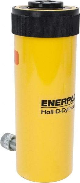 Enerpac - 30 Ton, 6.13" Stroke, 44.23 Cu In Oil Capacity, Portable Hydraulic Hollow Hole Cylinder - 7.22 Sq In Effective Area, 13" Lowered Ht., 19.13" Max Ht., 3.5" Cyl Bore Diam, 2.5" Plunger Rod Diam, 10,000 Max psi - Exact Tool & Supply