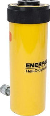 Enerpac - 30 Ton, 6.13" Stroke, 44.23 Cu In Oil Capacity, Portable Hydraulic Hollow Hole Cylinder - 7.22 Sq In Effective Area, 13" Lowered Ht., 19.13" Max Ht., 3.5" Cyl Bore Diam, 2.5" Plunger Rod Diam, 10,000 Max psi - Exact Tool & Supply