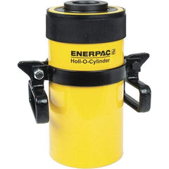 Enerpac - 60 Ton, 6" Stroke, 76.41 Cu In Oil Capacity, Portable Hydraulic Hollow Hole Cylinder - 12.73 Sq In Effective Area, 12.75" Lowered Ht., 18.75" Max Ht., 4.88" Cyl Bore Diam, 3.63" Plunger Rod Diam, 10,000 Max psi - Exact Tool & Supply