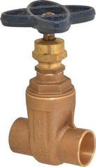 NIBCO - 1" Pipe, Class 125, Soldered Bronze Solid Wedge Stem Gate Valve - 200 WOG, 125 WSP, Screw-In Bonnet - Exact Tool & Supply