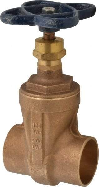 NIBCO - 2" Pipe, Class 125, Soldered Bronze Solid Wedge Stem Gate Valve - 200 WOG, 125 WSP, Screw-In Bonnet - Exact Tool & Supply