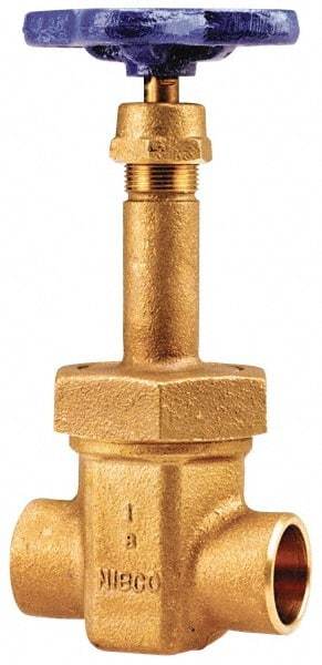 NIBCO - 2" Pipe, Class 150, Soldered Bronze Solid Wedge Rising Stem Gate Valve with Oxygen Service - 300 WOG, 150 WSP, Bolted Bonnet - Exact Tool & Supply