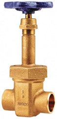 NIBCO - 1-1/4" Pipe, Class 150, Soldered Bronze Solid Wedge Rising Stem Gate Valve with Oxygen Service - 300 WOG, 150 WSP, Bolted Bonnet - Exact Tool & Supply