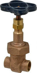NIBCO - 1/2" Pipe, Class 150, Soldered Bronze Solid Wedge Rising Stem Gate Valve - 300 WOG, 150 WSP, Bolted Bonnet - Exact Tool & Supply